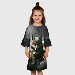 Платье клеш для девочки Волк в форме, цвет: 3D-принт — фото 2