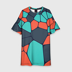 Детское платье Абстрактный паттерн из светло-синих, чёрный и оран