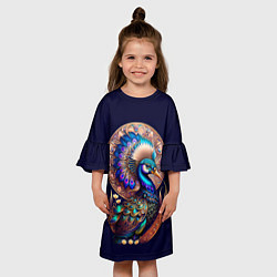 Платье клеш для девочки Синяя птица арт, цвет: 3D-принт — фото 2