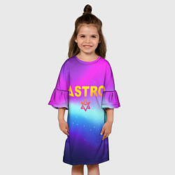 Платье клеш для девочки Астро неон, цвет: 3D-принт — фото 2