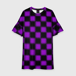 Детское платье Фиолетовый черный узор Шахматка