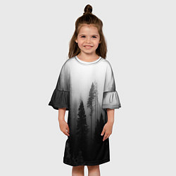 Платье клеш для девочки Красивый лес и туман, цвет: 3D-принт — фото 2