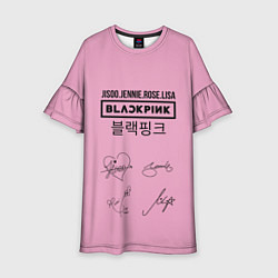 Платье клеш для девочки Blackpink лого и подписи, цвет: 3D-принт