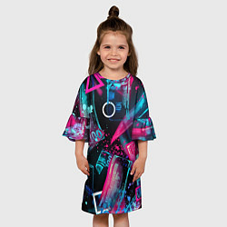 Платье клеш для девочки Neon money, цвет: 3D-принт — фото 2