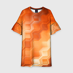 Платье клеш для девочки Золотисто-оранжевый туманный паттерн, цвет: 3D-принт