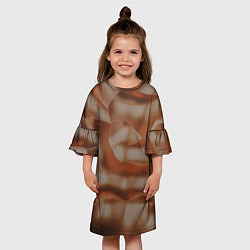 Платье клеш для девочки Тёмно-золотистые абстрактные волны, цвет: 3D-принт — фото 2
