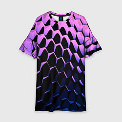 Платье клеш для девочки Шестиугольники волны, цвет: 3D-принт