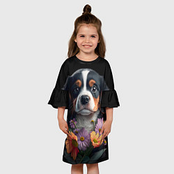 Платье клеш для девочки Бернский зенненхунд милый щенок, цвет: 3D-принт — фото 2