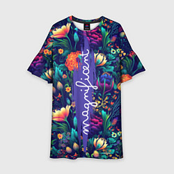 Платье клеш для девочки Magnificent Великолепная цветы, цвет: 3D-принт