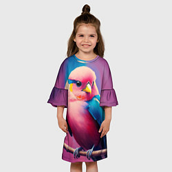 Платье клеш для девочки Красочная птица, цвет: 3D-принт — фото 2