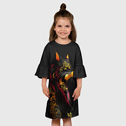 Платье клеш для девочки Китайский волк, цвет: 3D-принт — фото 2