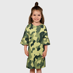 Платье клеш для девочки Лесной камуфляж, цвет: 3D-принт — фото 2