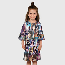 Платье клеш для девочки Коллаж из портретов девушек: арт нейросети, цвет: 3D-принт — фото 2
