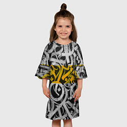Платье клеш для девочки Yellow Callicraphic, цвет: 3D-принт — фото 2