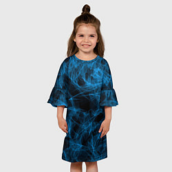 Платье клеш для девочки Синий дым текстура, цвет: 3D-принт — фото 2