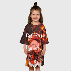 Платье клеш для девочки Кли на фоне раскаленной лавы, цвет: 3D-принт — фото 2
