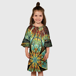 Платье клеш для девочки Изумрудны цветок, цвет: 3D-принт — фото 2