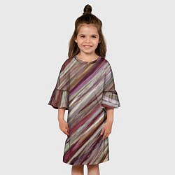 Платье клеш для девочки Полосы цвета с текстурой планеты, цвет: 3D-принт — фото 2