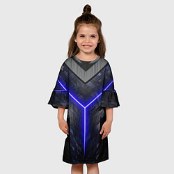 Платье клеш для девочки Лучевая подсветка неон, цвет: 3D-принт — фото 2