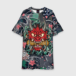 Платье клеш для девочки Irazumi devil и волны, цвет: 3D-принт