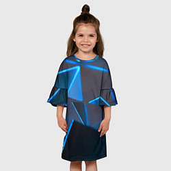 Платье клеш для девочки Неоновые грани абстракции, цвет: 3D-принт — фото 2