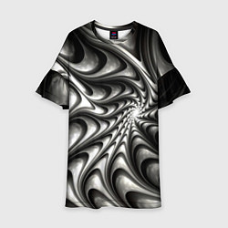 Платье клеш для девочки Abstract fractal grey, цвет: 3D-принт