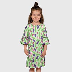Платье клеш для девочки Спиралька веточка и листок, цвет: 3D-принт — фото 2