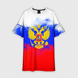Платье клеш для девочки Russia флаг герб, цвет: 3D-принт