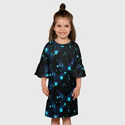 Платье клеш для девочки Светящиеся неоновые квадраты, цвет: 3D-принт — фото 2