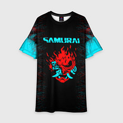 Платье клеш для девочки Сyberpunk 2077 samurai neon, цвет: 3D-принт
