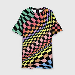 Платье клеш для девочки Colorful avant-garde chess pattern - fashion, цвет: 3D-принт