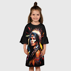Платье клеш для девочки Индианка в роуче, цвет: 3D-принт — фото 2