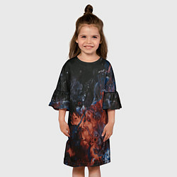 Платье клеш для девочки Абстрактные брызги тёмных красок и воды, цвет: 3D-принт — фото 2