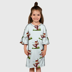 Платье клеш для девочки Домик на дереве, дуб на фоне облаков, цвет: 3D-принт — фото 2