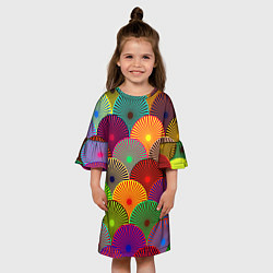 Платье клеш для девочки Multicolored circles, цвет: 3D-принт — фото 2
