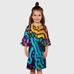 Платье клеш для девочки Цветные микроорганизмы, цвет: 3D-принт — фото 2