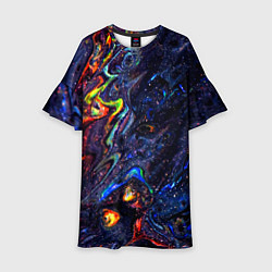 Платье клеш для девочки Размытые космические краски, цвет: 3D-принт