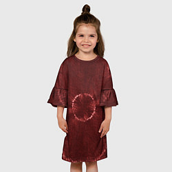 Платье клеш для девочки Красный круг тай-дай, цвет: 3D-принт — фото 2