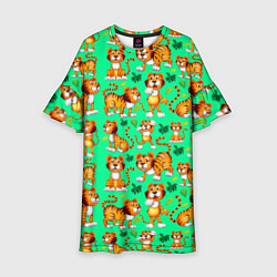 Платье клеш для девочки Забавный тигренок, цвет: 3D-принт