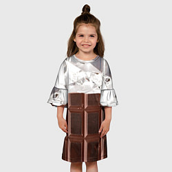 Платье клеш для девочки Темная плитка шоколада в обертке, цвет: 3D-принт — фото 2