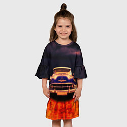 Платье клеш для девочки Классический американский автомобиль Chevrolet 210, цвет: 3D-принт — фото 2