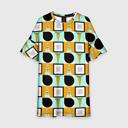 Платье клеш для девочки Зайка и морковка, геометрический паттерн, цвет: 3D-принт