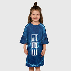 Платье клеш для девочки Знак Водолей на фоне тай-дай, цвет: 3D-принт — фото 2