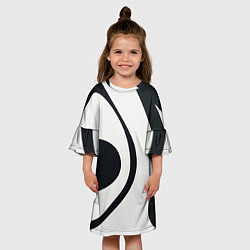 Платье клеш для девочки Черная абстракция из фигур, цвет: 3D-принт — фото 2
