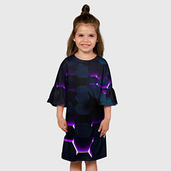 Платье клеш для девочки Неоновые соты с подсветкой, цвет: 3D-принт — фото 2