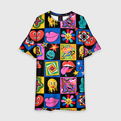 Платье клеш для девочки Funny cartoon characters, цвет: 3D-принт