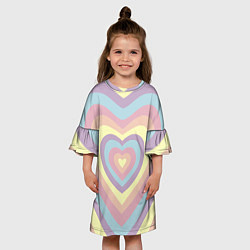 Платье клеш для девочки Сердца пастельные оттенки, цвет: 3D-принт — фото 2