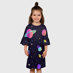 Платье клеш для девочки Разнообразие галактики, цвет: 3D-принт — фото 2