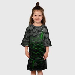 Платье клеш для девочки Взрыв зеленых плит, цвет: 3D-принт — фото 2