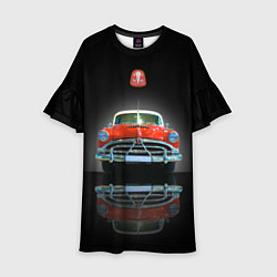 Платье клеш для девочки Классический американский автомобиль Hudson Hornet, цвет: 3D-принт